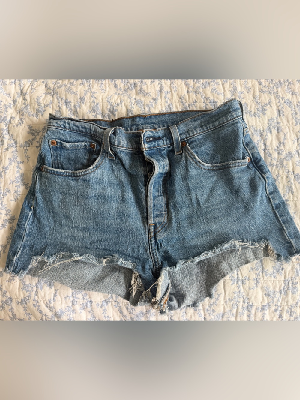 Levi's Light Blue Distressed Denim Cutoff Shorts
